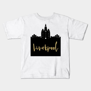 LIVERPOOL ENGLAND DESIGNER SILHOUETTE SKYLINE ART Kids T-Shirt